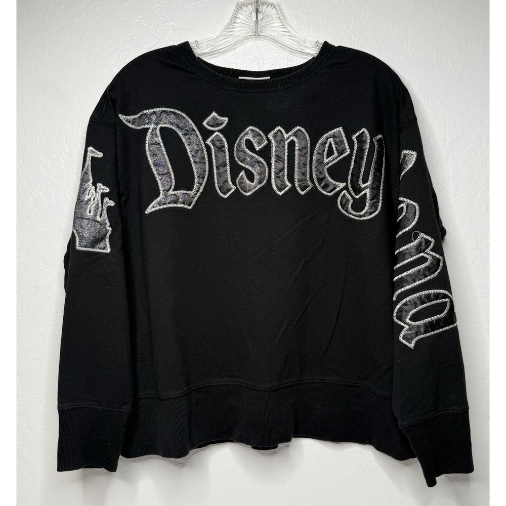Disney Parks Disneyland Long Sleeve‎ Sweater Size Large Top Black Silver Shimmer